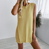 Vestido de mujer tipo jersey – Punto suave – Corte holgado – Sin mangas – Largo mini