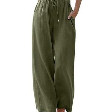 Pantalón ancho de mujer – Tejido transpirable – Corte holgado – Cintura con cordón – Bolsillos