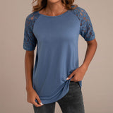 Top de polar para mujer – Corte holgado – Mangas de encaje – Tejido de punto suave – Largo hasta la cadera