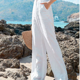 Pantalones anchos para mujer - Lino ligero - Cintura elástica - Comodidad elegante y transpirable