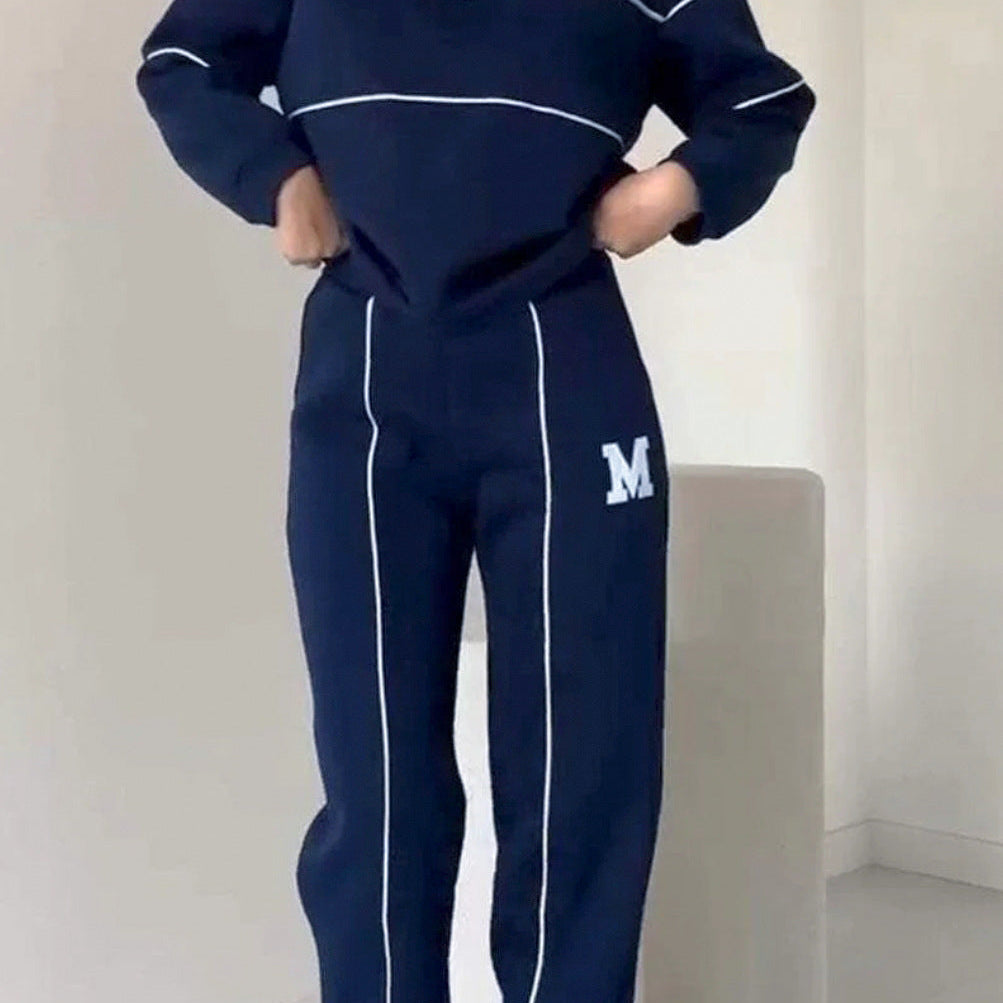 Chándal de mujer – Mezcla de algodón – Corte holgado – Top con media cremallera – Joggers elásticos