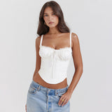 Camiseta de tirantes para mujer – Corte ajustado – Encaje elegante – Acabado satinado – Tirantes finos
