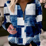Sudadera de mujer - Punto texturizado - Corte holgado - Cuello con cremallera - Mangas largas