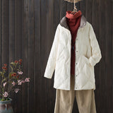 Chaqueta larga para mujer – Plumón ligero – Corte holgado – Cuello alto – Acolchado cálido