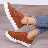 Zapatillas deportivas para mujer – Caña baja – Suela de cuña – Comodidad transpirable – Cierre con cordones