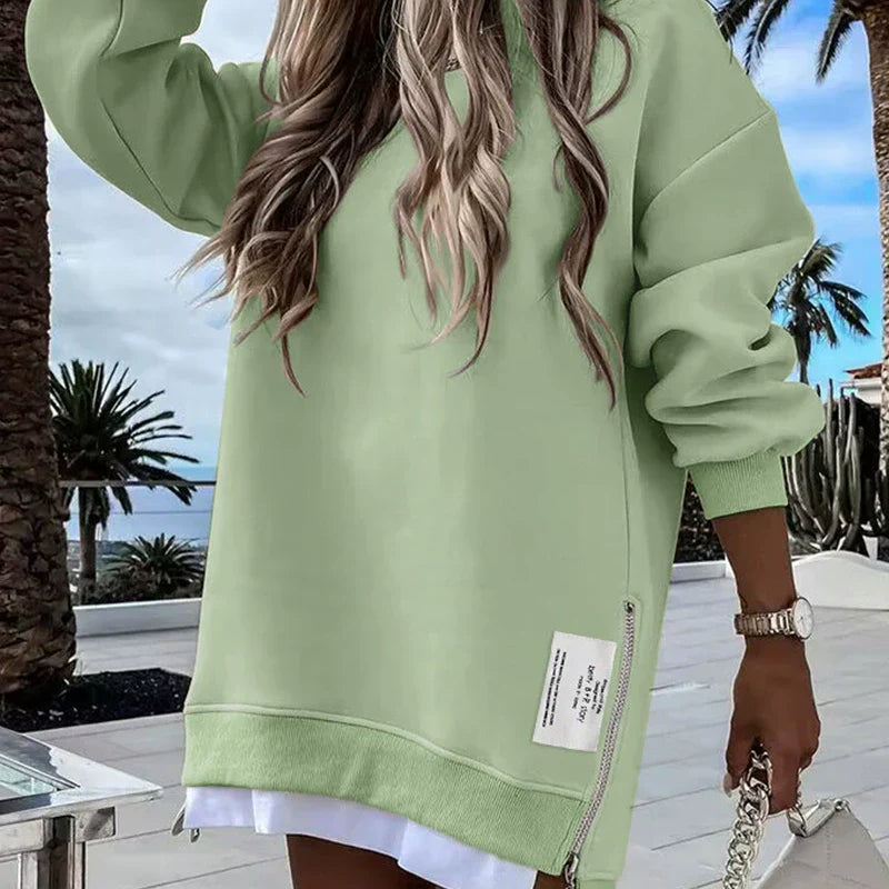 Vestido tipo sudadera para mujer - Algodón - Corte holgado - Cuello redondo - Largo mini