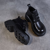 Botines de mujer – Piel auténtica – Caña alta – Suela gruesa – Cierre con cordones resistente
