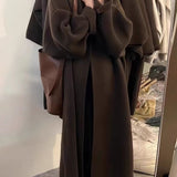 Abrigo tipo cárdigan para mujer – Corte oversize – Punto de lana – Largo hasta el tobillo – Parte delantera abierta