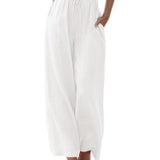 Pantalón ancho de mujer – Tejido transpirable – Corte holgado – Cintura con cordón – Bolsillos