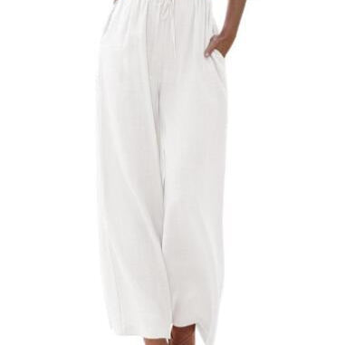 Pantalón ancho de mujer – Tejido transpirable – Corte holgado – Cintura con cordón – Bolsillos