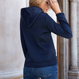 Sudadera de mujer – Corte entallado – Algodón – Capucha – Cierre de cremallera asimétrica