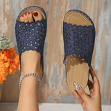 Sandalias de mujer – Mules abiertos – Recortes florales – Tacón bajo – Comodidad transpirable