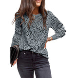 Camiseta de manga larga para mujer – Corte holgado – Estampado de lunares – Tejido suave y transpirable