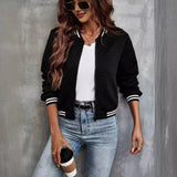 Chaqueta bomber para mujer – Tejido acolchado texturizado – Cuello alto – Corte holgado – Ribete de canalé