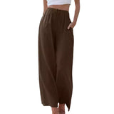 Pantalón ancho de mujer – Tejido transpirable – Corte holgado – Cintura con cordón – Bolsillos