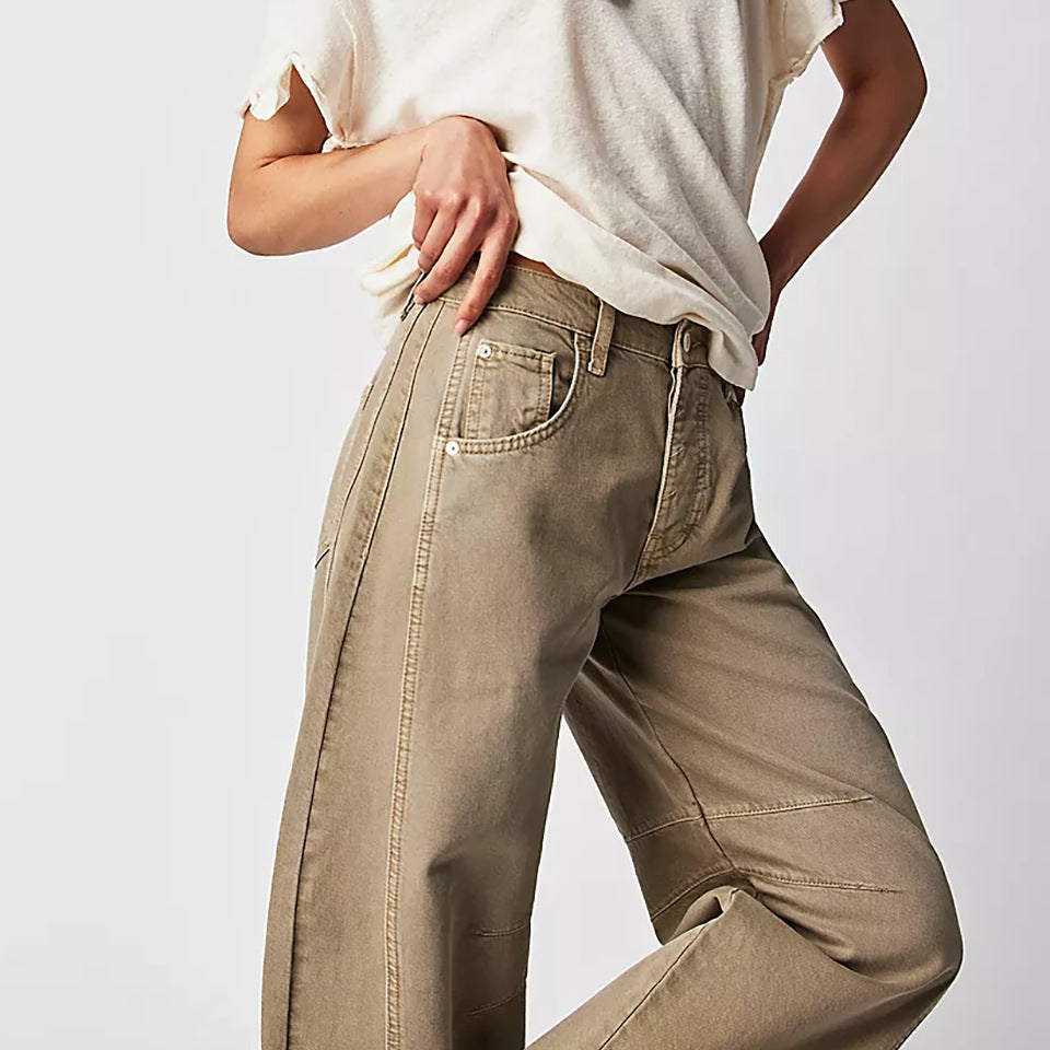 Vaqueros de mujer – Pierna ancha – Cintura estándar – Largo hasta el tobillo – Estilo casual