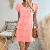Vestido de mujer – Corte holgado – Mangas cortas – Volantes – Tejido transpirable