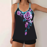 Tankini para mujer – Conjunto de 2 piezas – Cuello en V – Tirantes finos – Ajuste cómodo