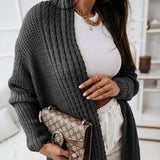 Cárdigan largo para mujer – Corte oversize – Punto texturizado – Parte delantera abierta