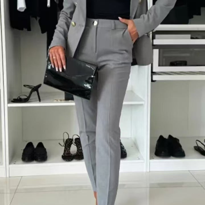 Chaqueta blazer de mujer – Corte entallado – Cruzada – Solapas ajustadas – Estilo elegante