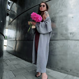 Cárdigan de mujer – Corte oversize – Punto de lana – Largo – Mangas largas – Parte delantera abierta