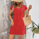 Vestido de mujer – Corte holgado – Mangas cortas – Volantes – Tejido transpirable