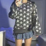 Sudadera de mujer – Corte holgado – Algodón suave – Cuello redondo – Estampado de estrellas