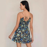Vestido de verano para mujer – Algodón ligero – Cintura fruncida – Tirantes finos – Bajo con volantes
