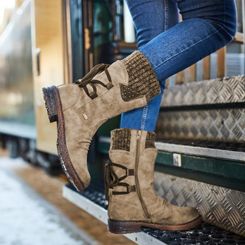 Botines de mujer – Ante – Suela plana – Detalle de hebilla – Comodidad casual