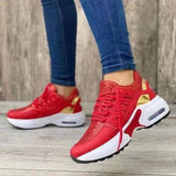 Zapatillas deportivas para mujer – Malla transpirable – Tacón de cuña – Cierre con cordones
