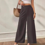 Pantalón ancho de mujer – Cintura alta – Tejido transpirable y fluido – Largo hasta el tobillo