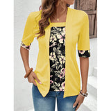Blusa casual para mujer – Corte holgado – Efecto capas – Punto suave, mangas 3/4