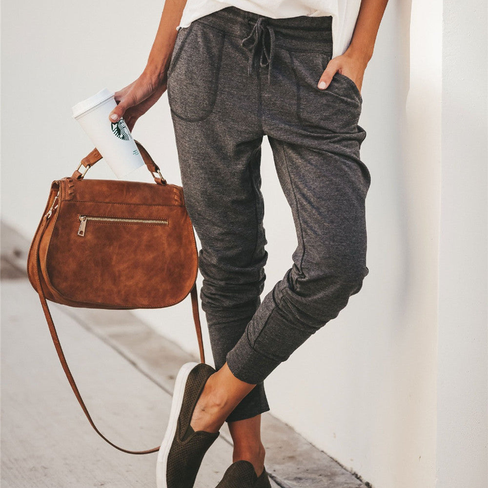Pantalones deportivos para mujer – Corte holgado – Algodón suave – Cintura elástica – Bolsillos