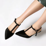 Sandalias de tacón alto para mujer – Punta puntiaguda – Tira en T – Elegantes ajustables