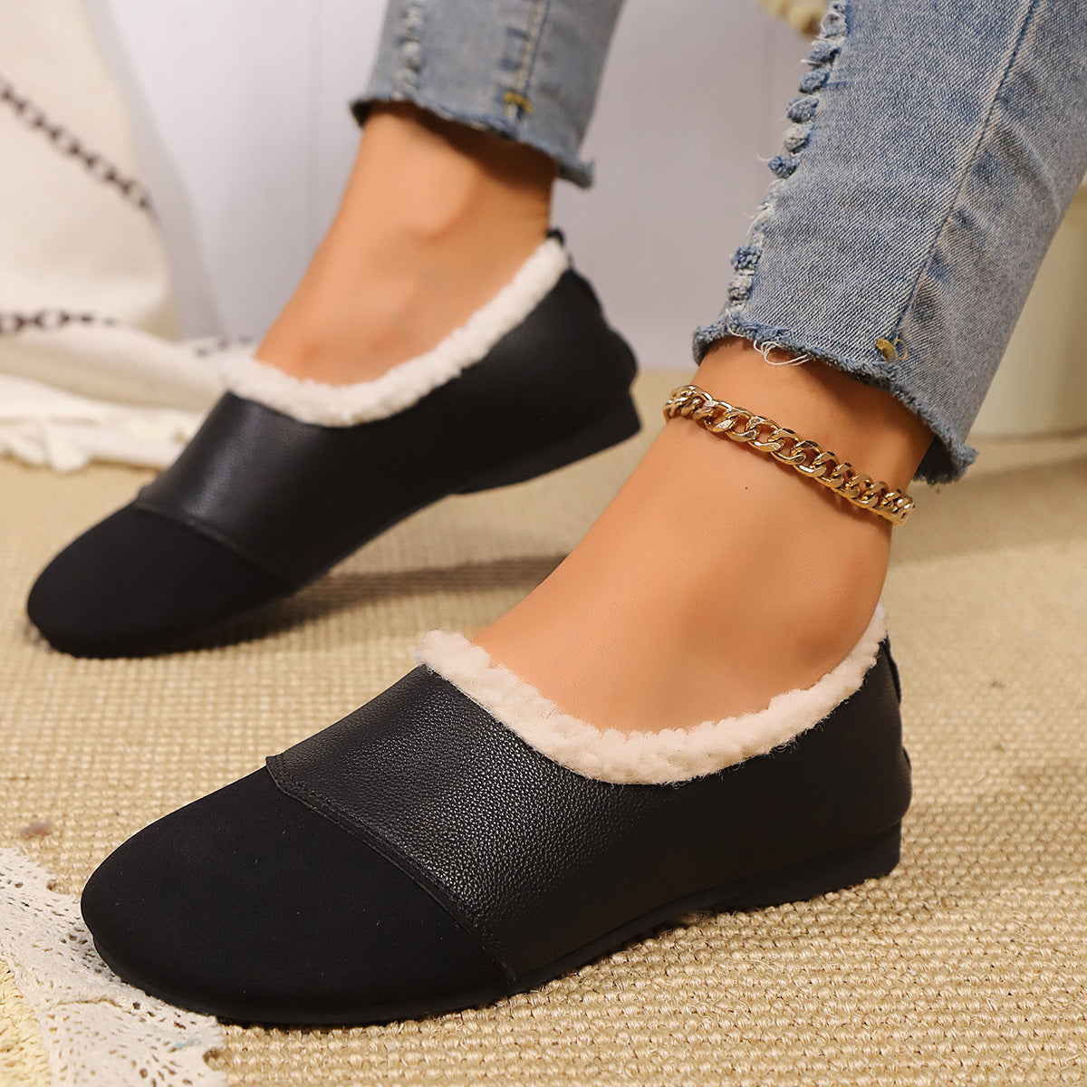 Zapatos mocasines de mujer – Forro de piel sintética – Fáciles de poner – Suela flexible