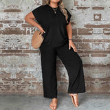 Conjunto de dos piezas para mujer – Corte relajado – Pantalón ancho