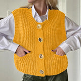 Cárdigan de punto para mujer – Corte oversize – Cierre de botones – Textura acanalada – Bolsillos