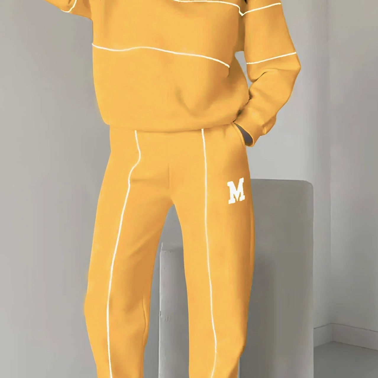 Chándal de mujer – Mezcla de algodón – Corte holgado – Top con media cremallera – Joggers elásticos