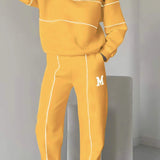 Chándal de mujer – Mezcla de algodón – Corte holgado – Top con media cremallera – Joggers elásticos
