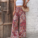 Pantalón ancho de mujer – Tejido transpirable – Corte fluido – Cintura elástica bohemia