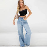Vaqueros de mujer – Cintura alta – Pierna ancha – Pierna recta – Estilo casual