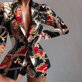 Blazer de mujer – Corte entallado – Estampado de leopardo – Elegantes solapas de pico