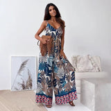 Mono de mujer – Tejido ligero y fluido – Estampado bohemio – Tirantes finos – Piernas anchas
