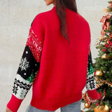 Suéter de mujer – Punto de lana – Corte holgado – Estampados festivos – Cuello redondo