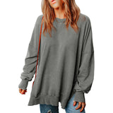 Sudadera oversize para mujer – Algodón suave – Corte holgado – Cuello redondo – Puños acanalados