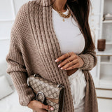Cárdigan largo para mujer – Corte oversize – Punto texturizado – Parte delantera abierta