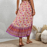 Falda de mujer – Corte fluido – Estampado floral paisley – Cintura elástica – Largo midi