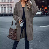 Cárdigan para mujer – Corte extragrande – Punto trenzado grueso – Largo, abierto, perfecto para combinar con otras prendas
