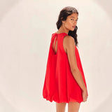 Minivestido para mujer – Algodón transpirable – Sin mangas – Espalda abierta – Corte holgado