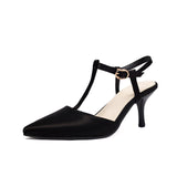 Sandalias de tacón alto para mujer – Punta puntiaguda – Tira en T – Elegantes ajustables
